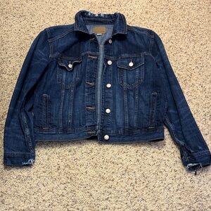 American Eagle Outfitters Distressed Dark Blue Jean Jacket